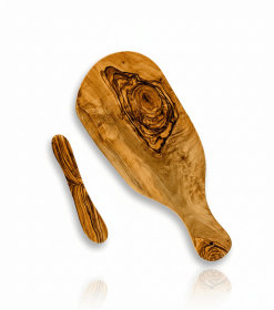 Mediterranean Olive Wood Bread and Butter Serving Board Set with Handcrafted Wooden Knife