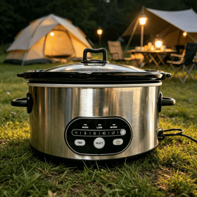 6/8 Quart Slow Cooker with 3 Cooking Settings, Non-Stick Ceramic Inner Pot, Dishwasher-Safe Lid, Multi-Functional Slow Cooker for Soups, Stews (Color: Silvery, size: 6L)